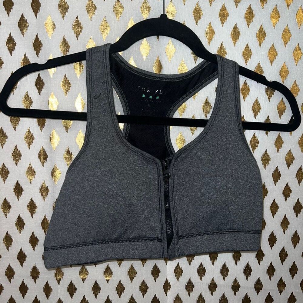 Therapy sports bra front zip grey size M
